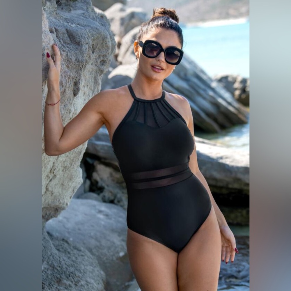 Beachsissi Black Halter One Piece NWT